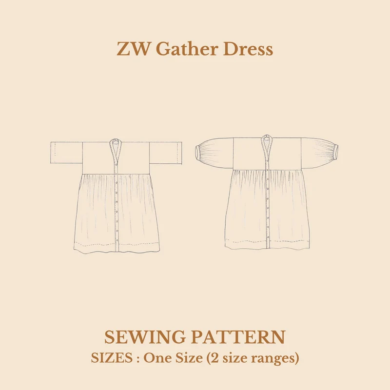 PATRON DE COUTURE PDF | Robe froncée zéro déchet | Birgitta Helmersson | A4 SEULEMENT