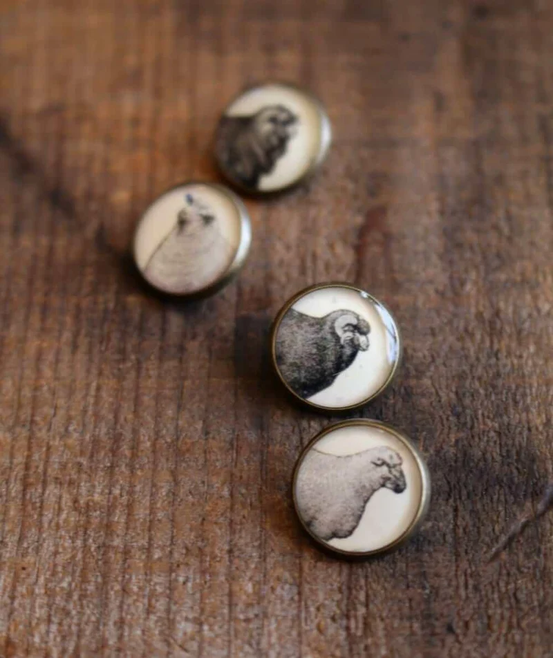 Resin Sheep Buttons / Set of 4