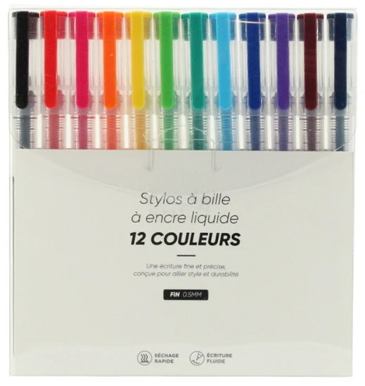 Ens. 12 stylos pointe fine