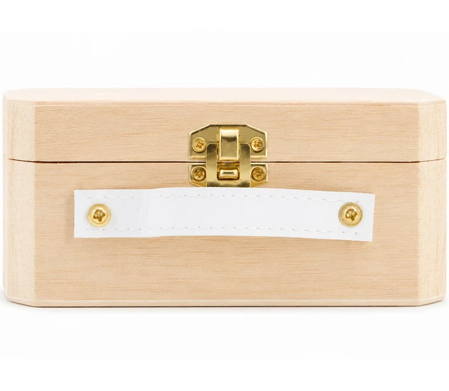 Wooden Box Leather Handle 5,1" x3,7" x2,3"