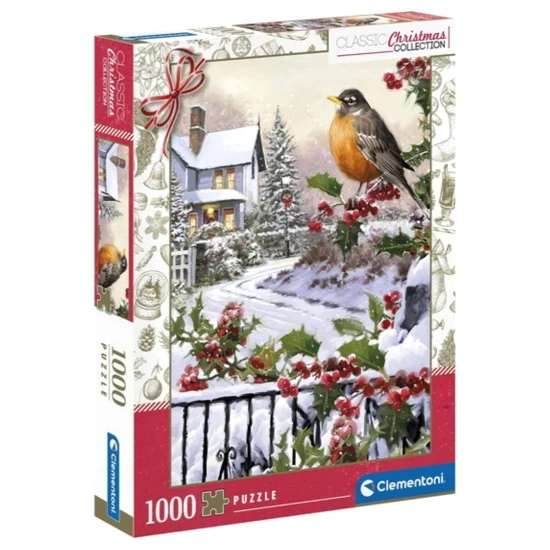 Robin and holly bushes 1000pc