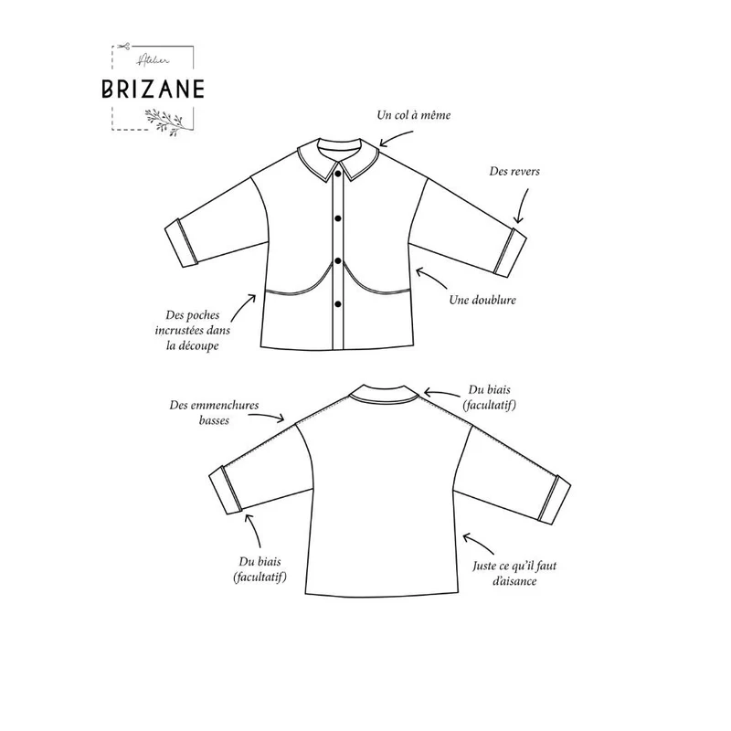 Patron de couture PDF | Veste Nima | Atelier Brizane | Fançais Seulement