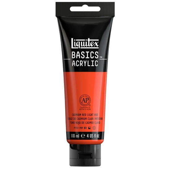 Basics acrylic - 4oz - light cadmium red hue