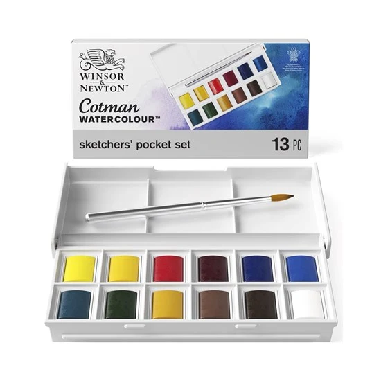Set of 12 Half Pan Cotman Sketchers Watercolour