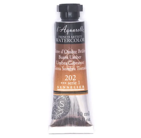 Watercolor tube - 10ml - burnt umber - s1