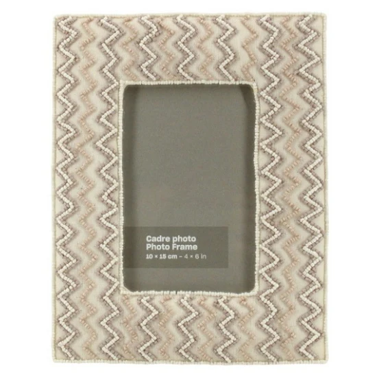 Ivory & beige color glass beads hand embroidered photo frame wit