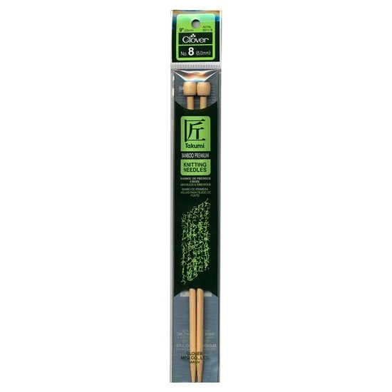 Bamboo needles - single point - 33cm - 8mm