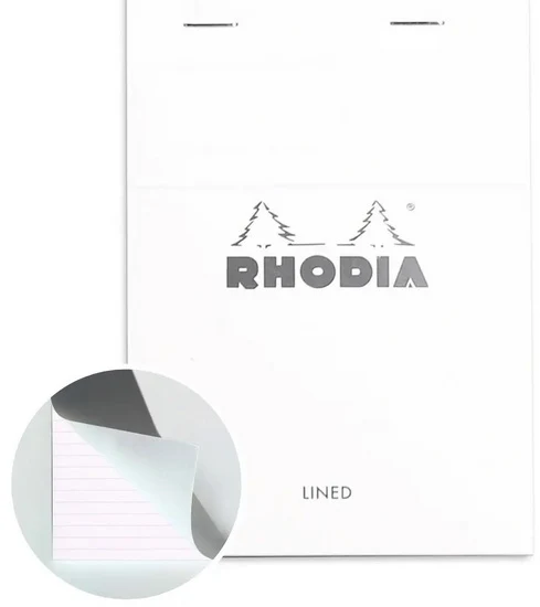 Rhodia Notepad-Lined - WHITE - 105 X 148 MILLIMETERS