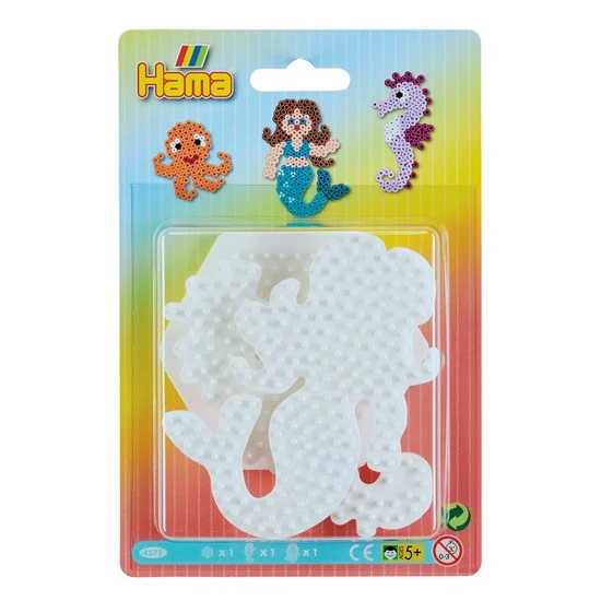 3-Pack Hama Pegboards - Mermaid, Seahorse & Hexagon