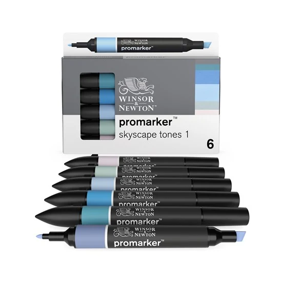 Set of 6 Dual-Tip Promarker Sky Tones
