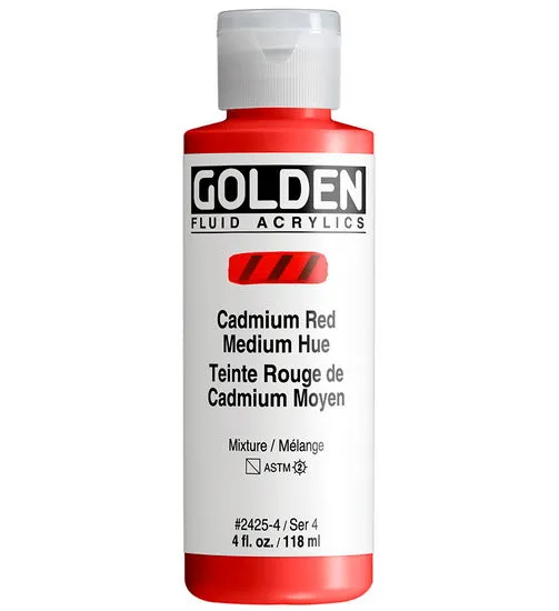 Acrylic fluid - 4 oz cadmium red medium hue s4