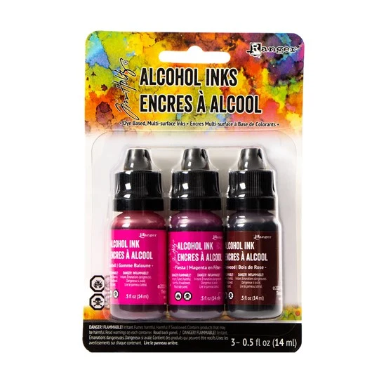 Set of Alcohol Ink Pink Red Spectrum - 3x14ml