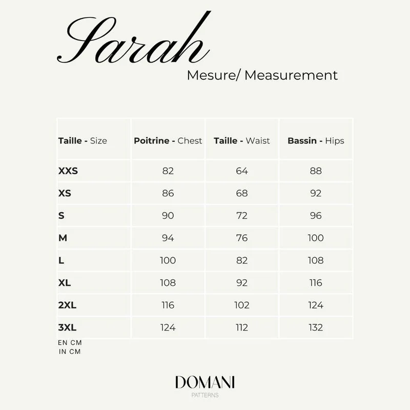 PATRON DE COUTURE PDF | Haut & Robe Sarah | Domani | BILINGUE (FR / EN)