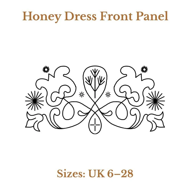 PATRON DE BRODERIE PDF | Panneau avant de la robe Honey | Merchant & Mills | A4 SEULEMENT