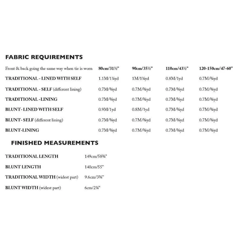 PATRON DE COUTURE PDF | Cravate Two Ties | Merchant & Mills