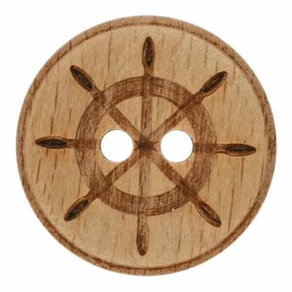 Wood button steering wheel with two holes brown