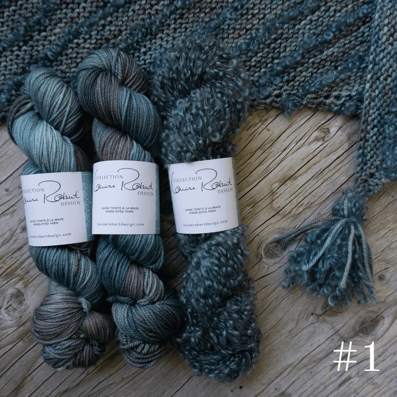 Knitting kit for the shawl Boucles à l'Horizon