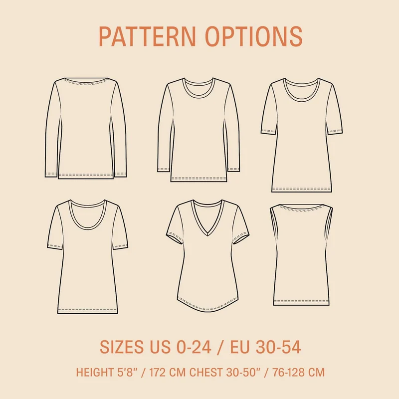Patron de couture PDF | T-shirt Builder | Wardobe by Me