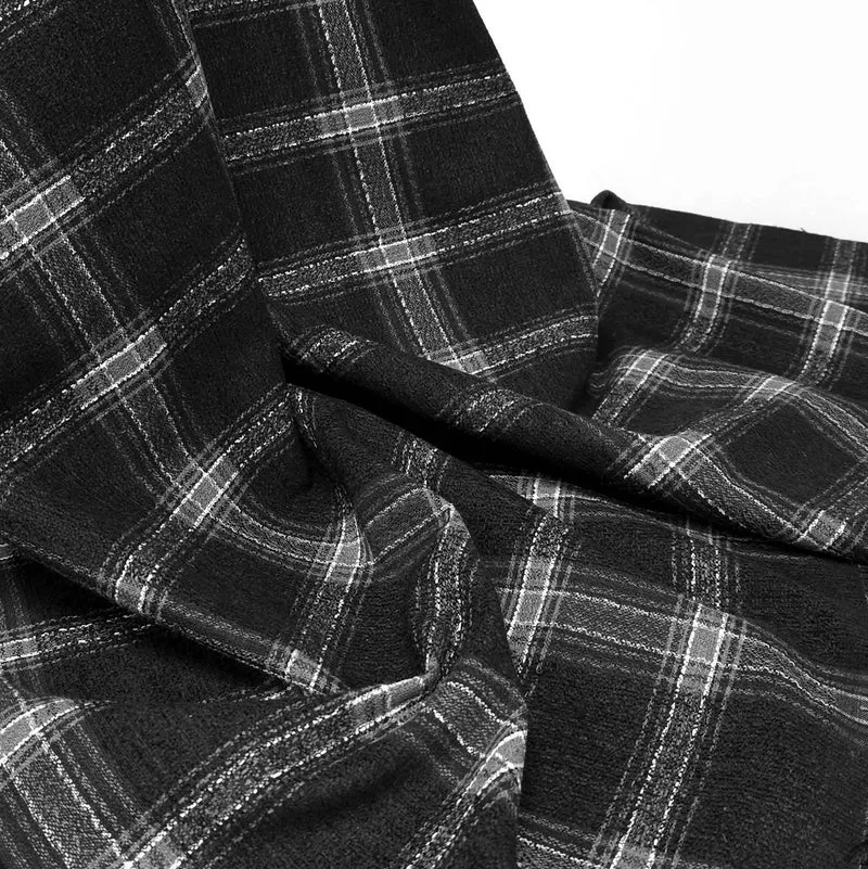 Flanelle de coton haut de gamme | Carreaux Noirs tissés teints