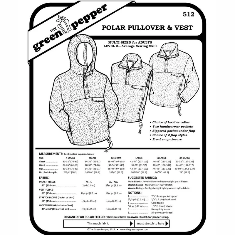 PATRON DE COUTURE PDF | Chandail en polar et veste pour adulte | Unisexe | The Green Pepper