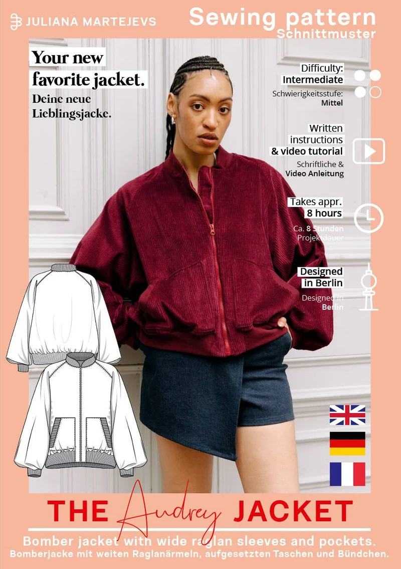 Patron de couture PDF | Veste bomber Audrey | Juliana Martejevs