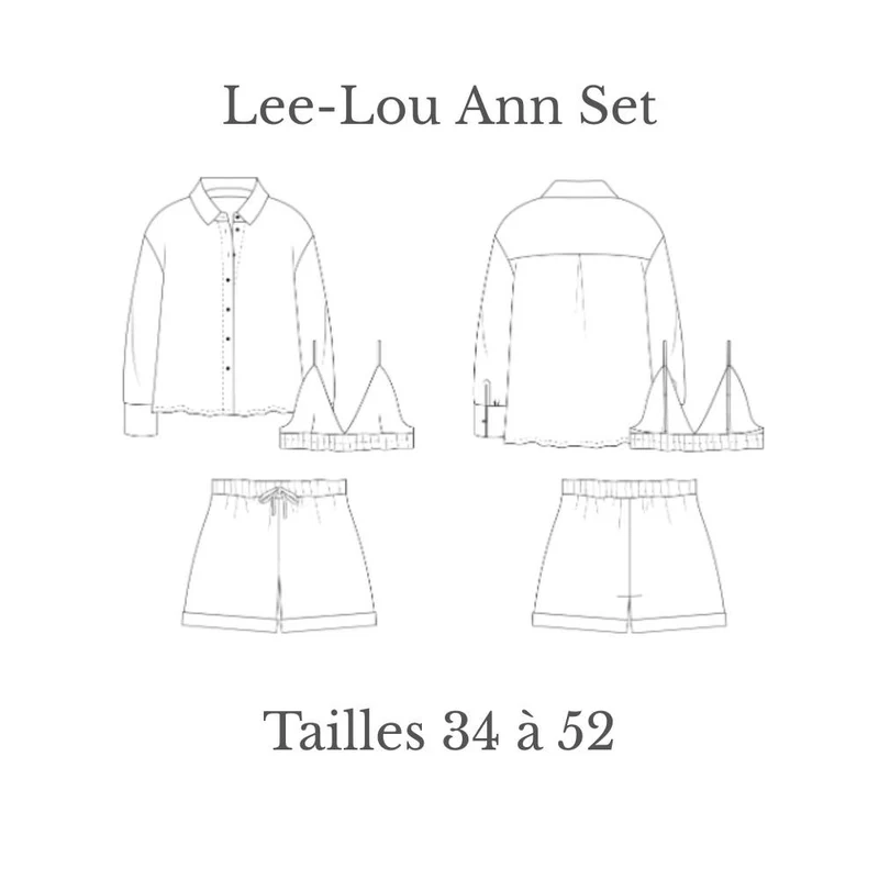 Patron de couture PDF | Ensemble Lee-Lou-Anne | Cha'Coud | Bilingue (FR/EN)