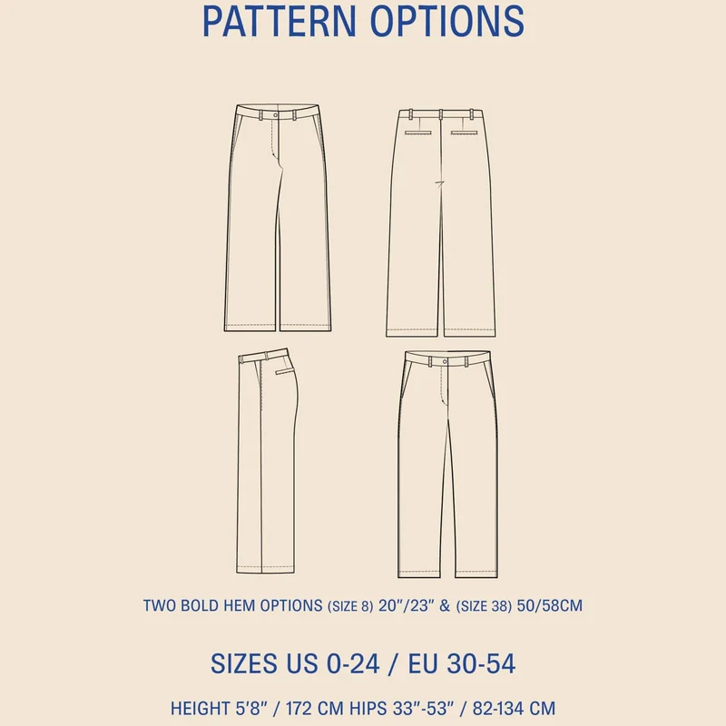 Patron de couture PDF | Pantalon Hepburn | Wardobe by Me