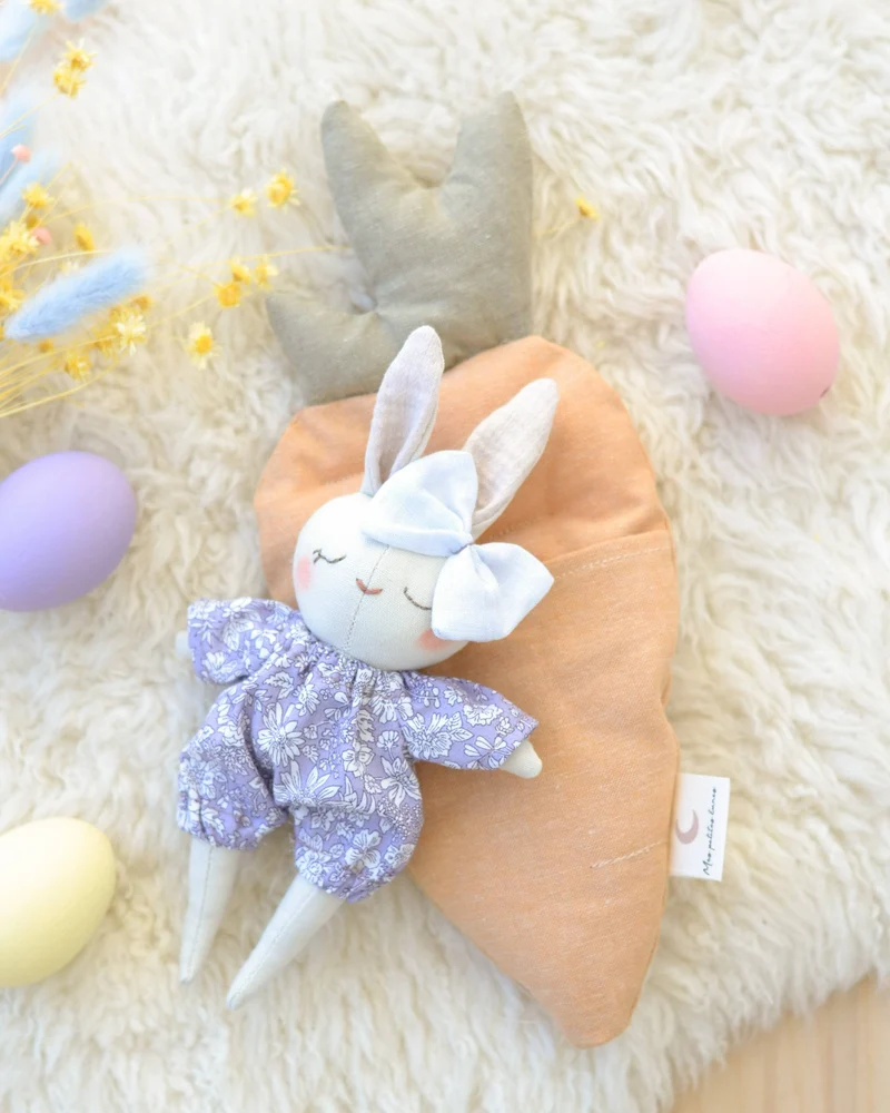 Patron de Couture PDF | Peluche Lapin + Lit Carotte | Mes Petites Lunes