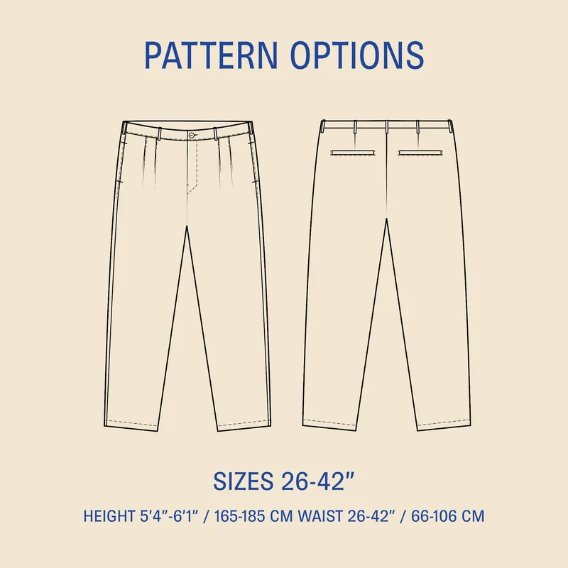 Patron de couture PDF | Pantalon à plis pour homme | Wardrobe by Me