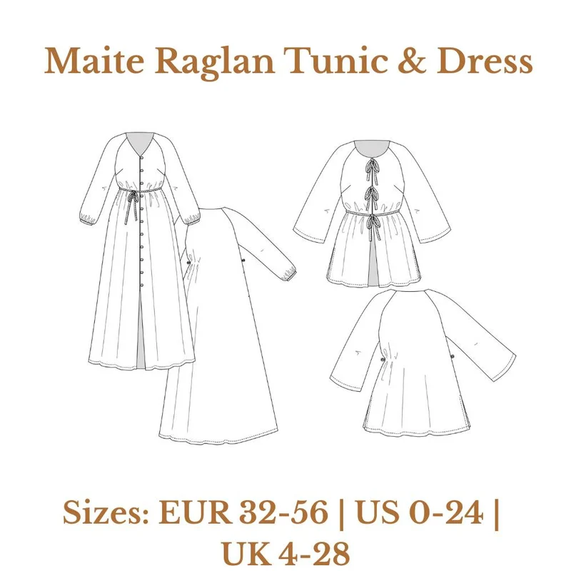Patron de couture PDF | Tunique et robe Maite à manches raglan | Named Clothing