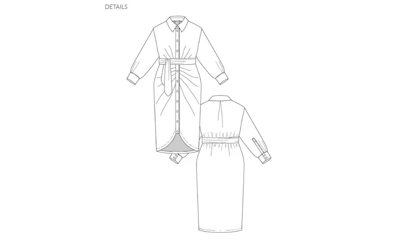 Patron de couture PDF | Robe chemise froncée Ilta | Named Clothing