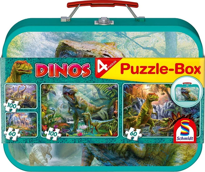 Coffret 4 casse-têtes dinos