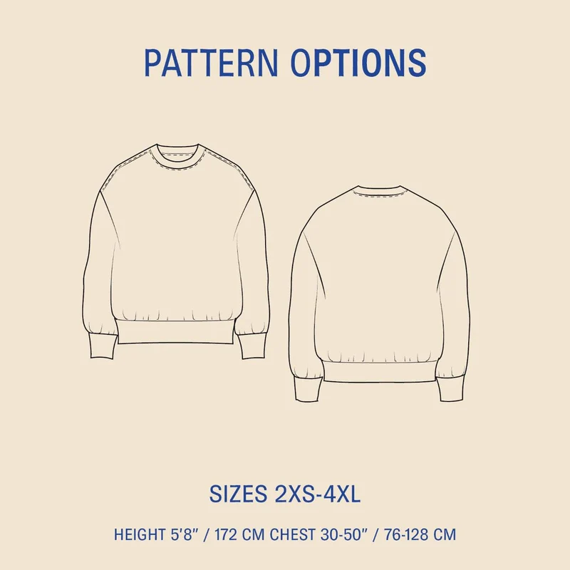 Patron de couture PDF | Chandail boyfriend | Unisexe | Wardrobe by Me