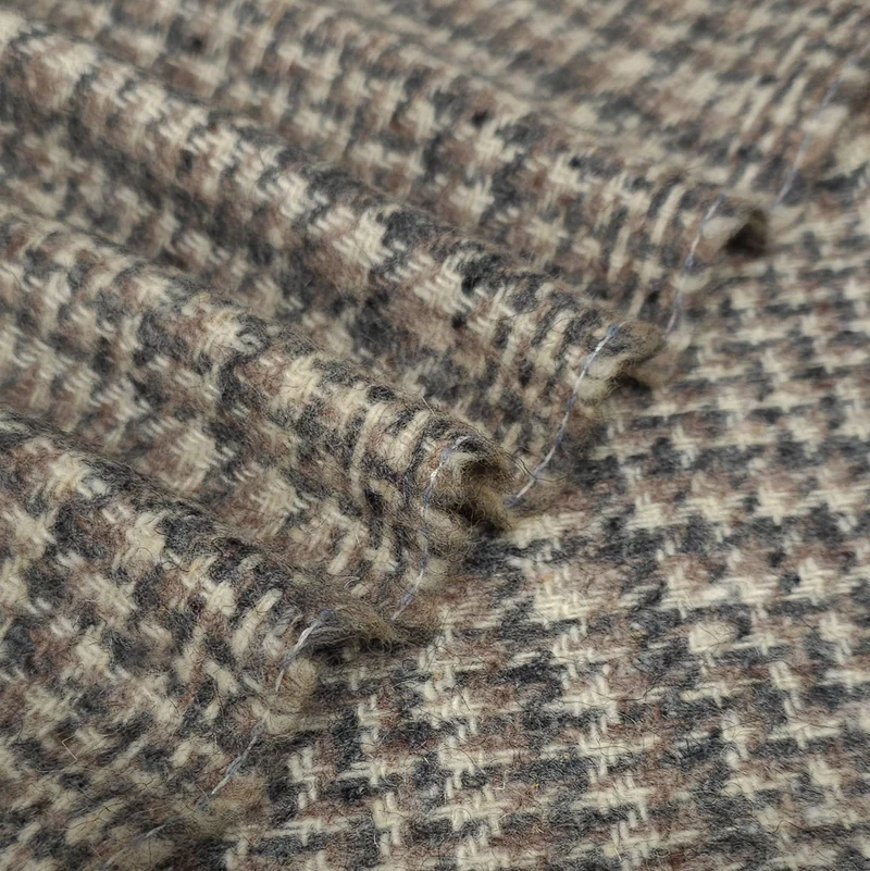 Pure laine | Carreaux | Crème et taupe