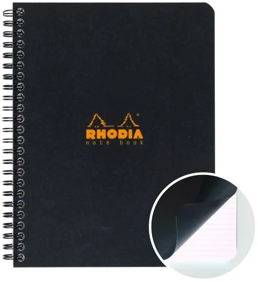 Rhodia Spiral Notebook-Lined - BLACK - 148 X 210 MILLIMETERS