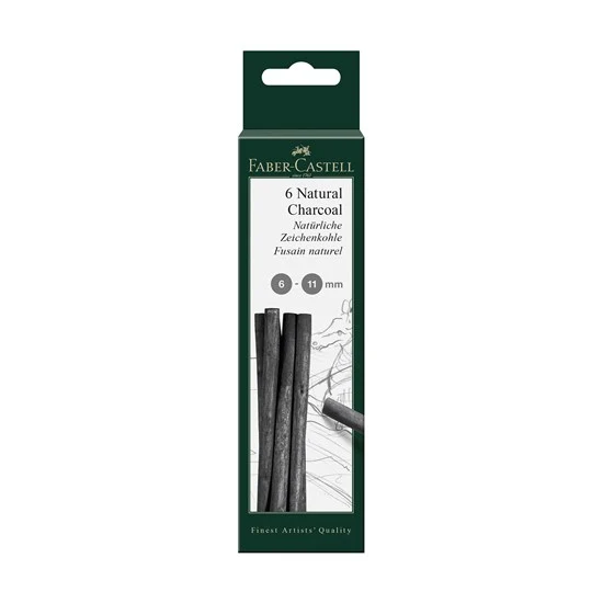 Set of 12 pitt charcoal sticks 6-11mm black