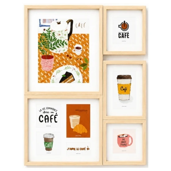 "Set of 5 wall frame set Photo size:15X15cm*215X20cm*1 25X25cm-4