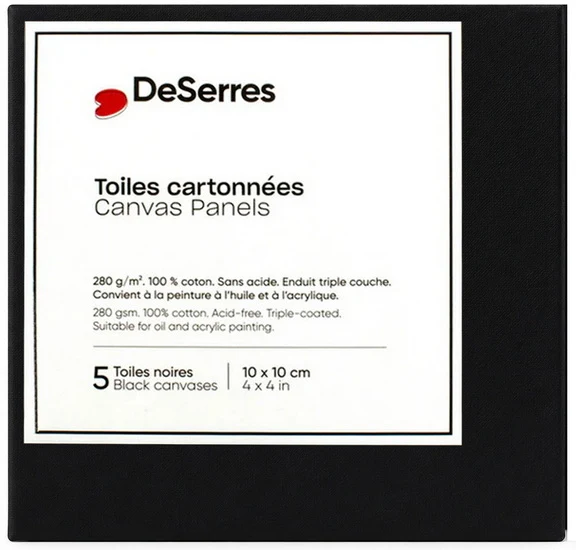 Black Canvas Board 4x4in - 5pcs