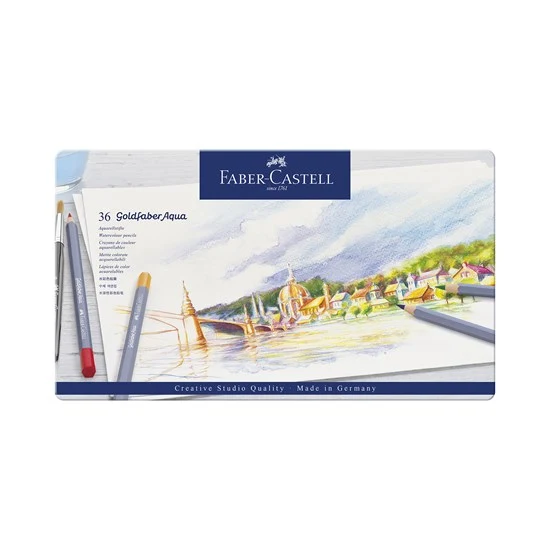 Set of 36 goldfaber aqua watercolor pencils metal box