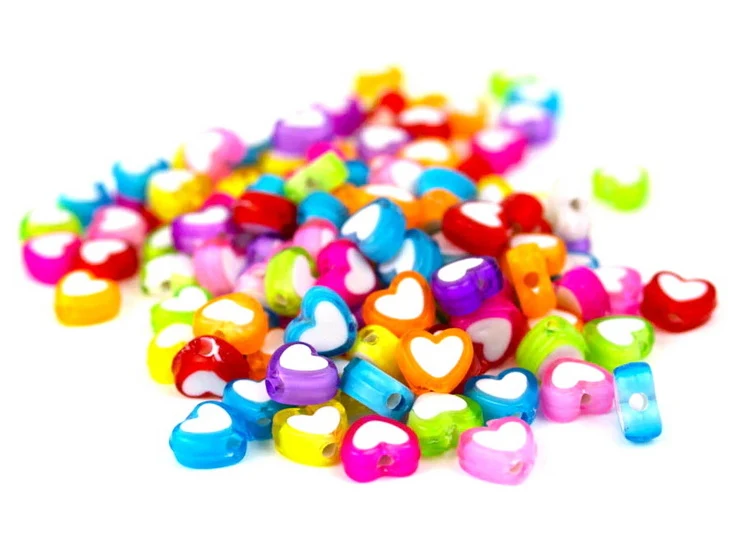 Pack of 125 Electric Heart Beads