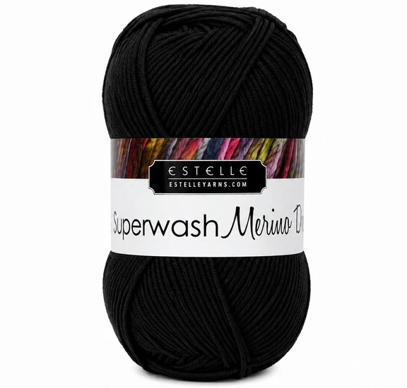 Yarn superwash merino #3 50g black