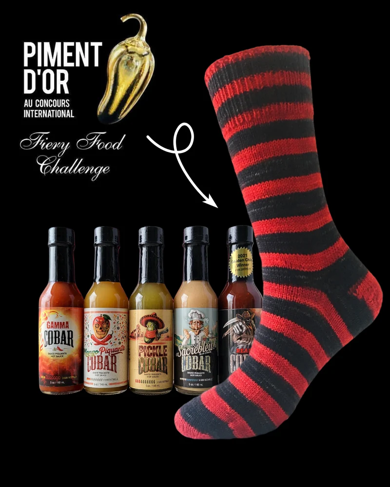 Cobar Socks Knitting Kits (3 versions offered) & Hot Sauce Gift Set