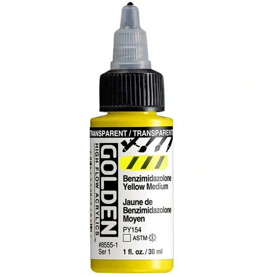 Acrylic high flow - 1 oz trans. benzi. yellow medium s1