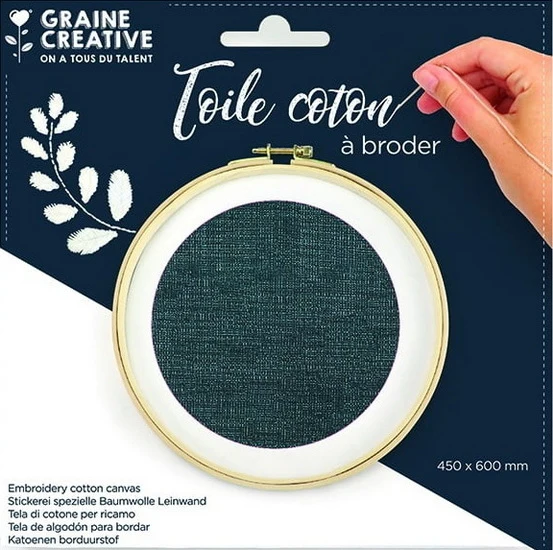 Cotton Embroidery Canvas Dark Blue - 45x60cm