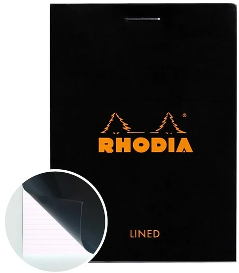 Rhodia Notepad-Lined - BLACK - 74 X 105 MILLIMETERS