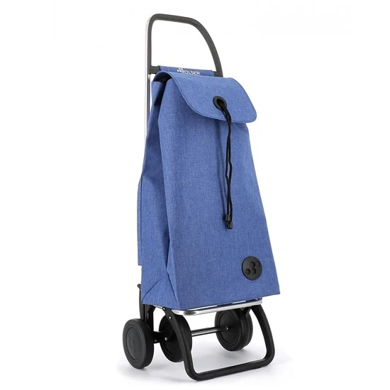 Shopping trolley 4 wheels tweed blue