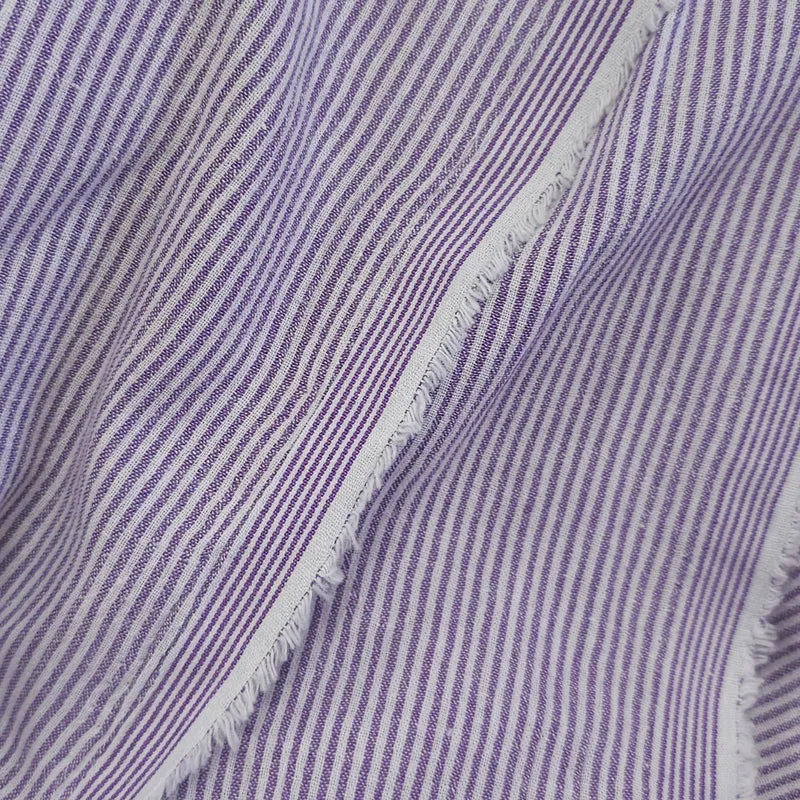 Tissé Teint | Coton pour Chemise | Lignes Mauve