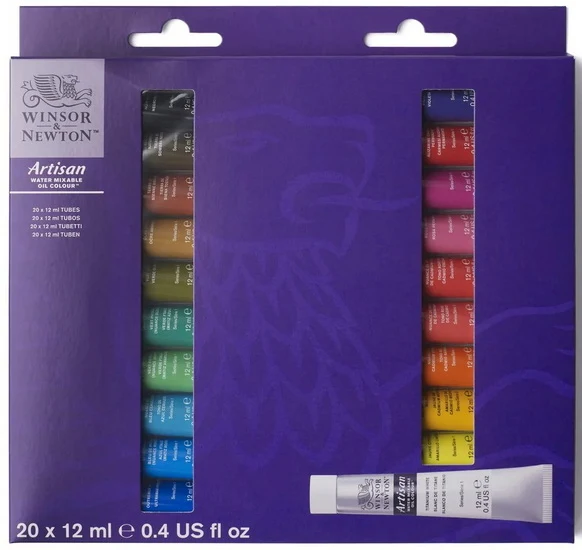 Water mixable oil colour tube set 20 pieces