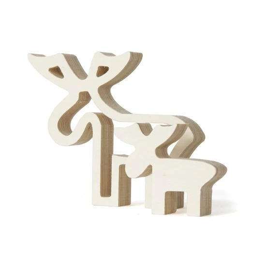 2-Pack Natural Wood Decorations - Deer