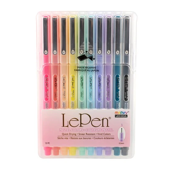 10 Fineliners - lepen - 0.3mm - pastel colors